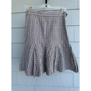 Vintage 80s OMO Norma Kamali Plaid Pleated Skirt USA Made Size 8